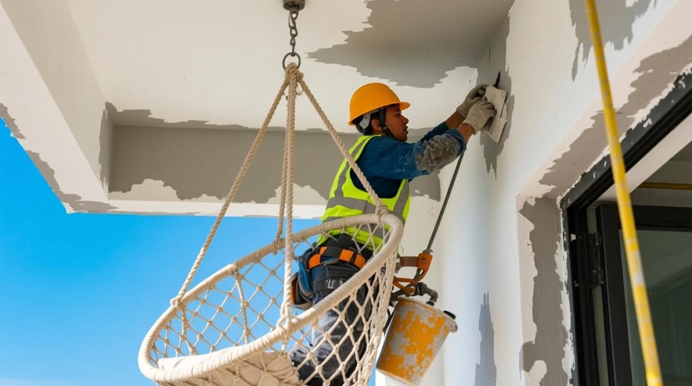 吊篮上真石漆怎么施工