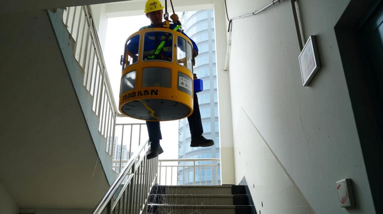 吊篮故障，无电下降，楼梯可行吗？