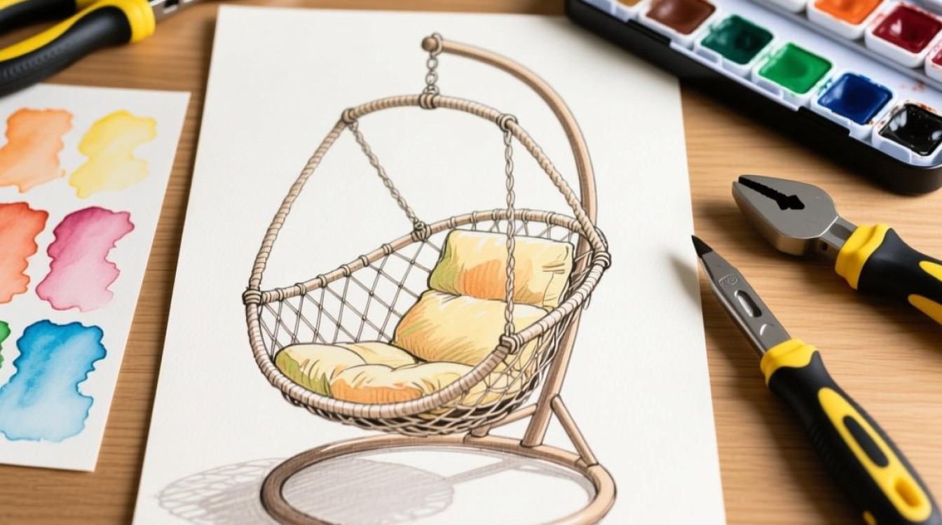 如何绘制吊篮躺椅的图片教程？