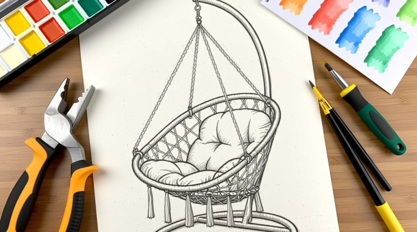 如何绘制吊篮躺椅的图片教程？