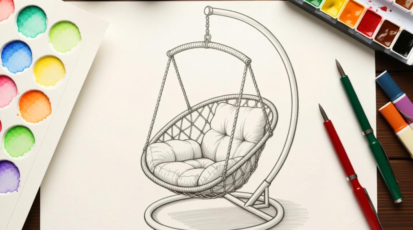 如何绘制吊篮躺椅的图片教程？