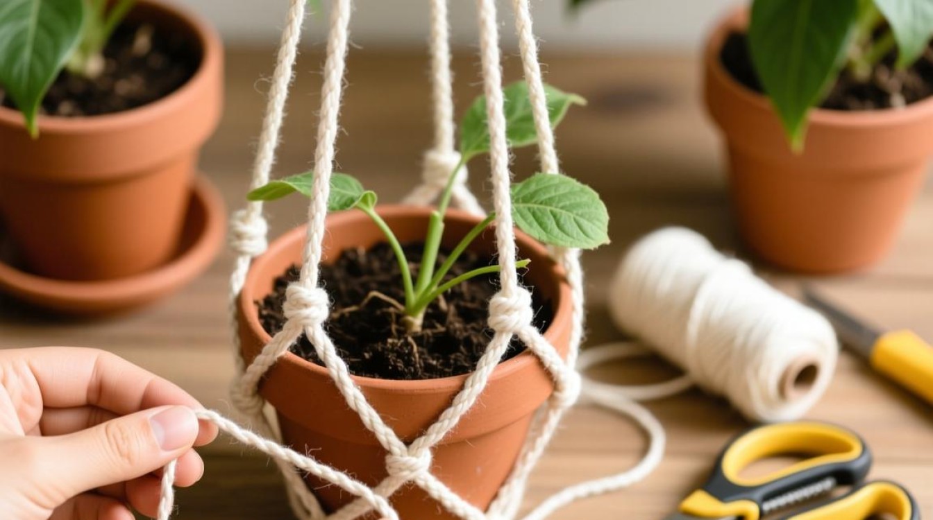 如何安全拆卸花盆吊篮的棉线？