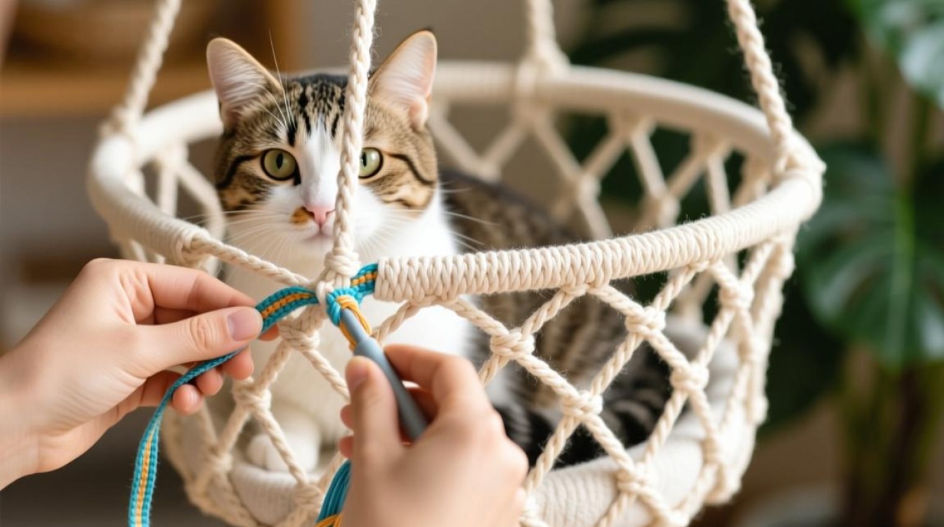 猫吊篮带子编织教程，入门新手必看？