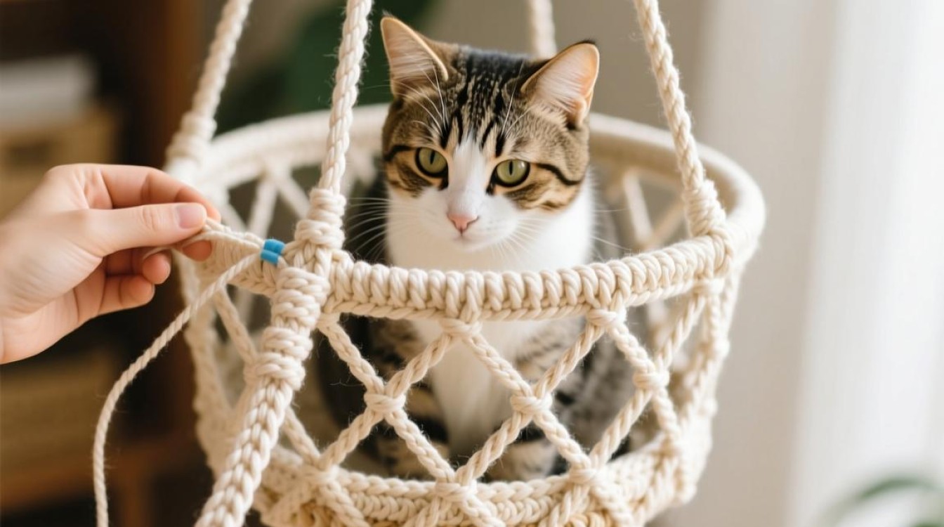 猫吊篮带子编织教程，入门新手必看？