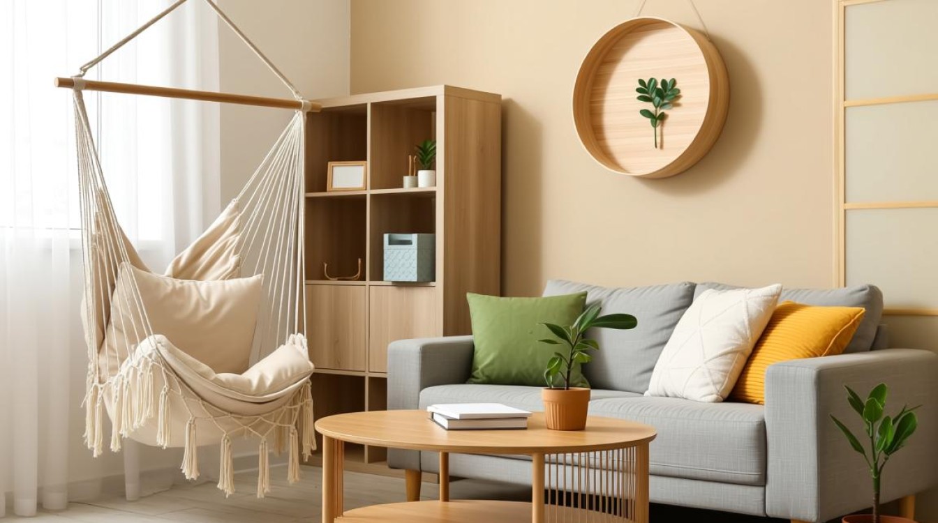 吊篮旁摆设茶几，有何独特考量？