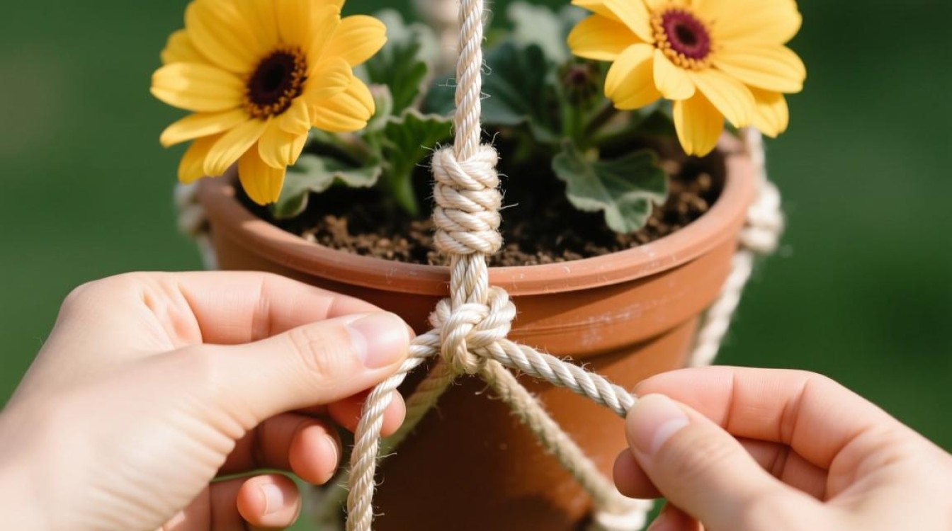 花盆吊篮绳打结方法是什么？