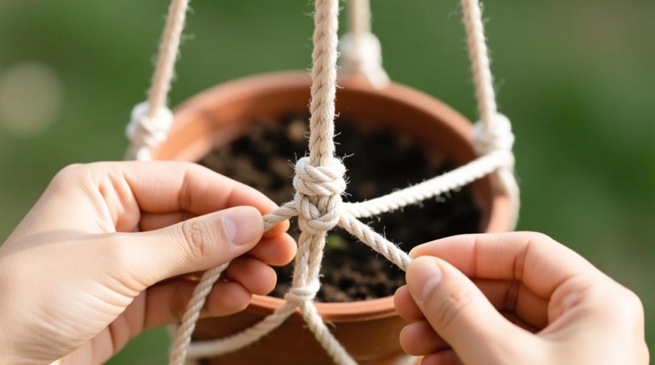 花盆吊篮绳打结方法是什么？